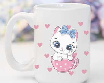 Cat Coffee Mug Personalized Gift For Cat Lovers Ceramic Mug Valentine's Day Pet Owner Gift Cat Mom Mug Tea Lover Gift