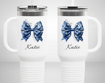 Personalized Bride Tumbler 40oz Bridal Party Gift Engagement Gift Insulated Travel Mug Coquette Custom Wedding Tumbler Bachelorette Gift