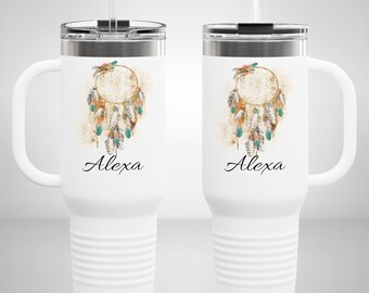 Dream Catcher Personalized 40oz Tumbler Native American Insulated Travel Mug Indigenous Gift Water Bottle Name Gift Custom Coffee Mug