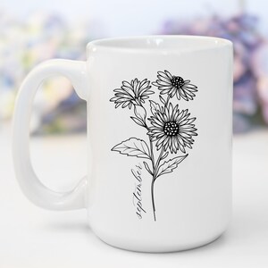 Birth Flower Mug Custom Birthday Gift for Coffee Lover Mother&#39;s Day Personalized Birth Month Floral Ceramic Cup Gift for Mom