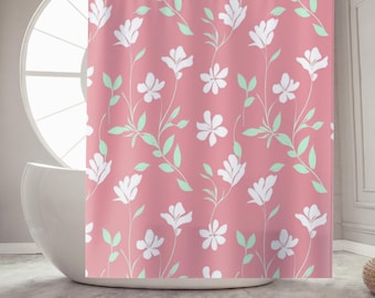 Floral Bath Curtain Shower Curtains Boho Retro Shower Curtain Floral Bathroom Shower Stall Curtain Housewarming Gift Pink Floral Home Decor