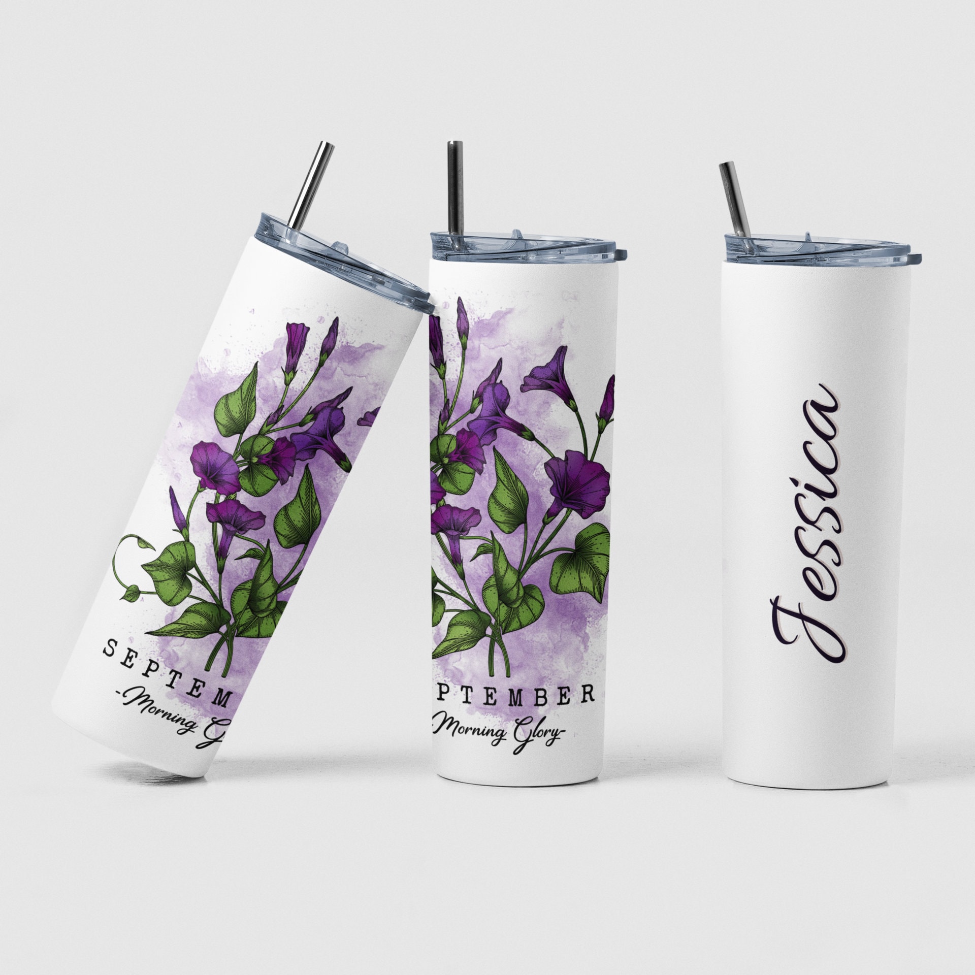 Custom Tumbler, Birth Flower Tumbler Personalized, Engraved Women