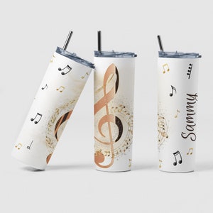 Music Note Tumbler, Personalized Gift, Musician Tumbler, Gift for Music Lover, Music Note Gift, Music Teacher Gift, Guitar Teacher Cup, image 1