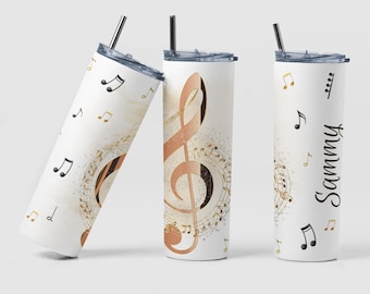 Music Note Tumbler, Personalized Gift, Musician Tumbler, Gift for Music Lover, Music Note Gift, Music Teacher  Gift, Guitar Teacher Cup,