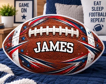 Custom Football Pillow for Boys, Personalized Sports Pillow, Football Player Gift, Kids Sports Room Decor, Football Gift for Boy