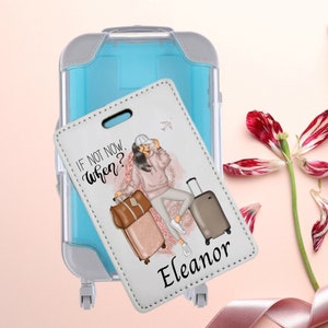 Luggage Tag Custom Travel Girl Birthday Gift in Mini Suitcase Gift Box, Personalized Cute Colorful Luggage Tag Favor Gift Set for Mom