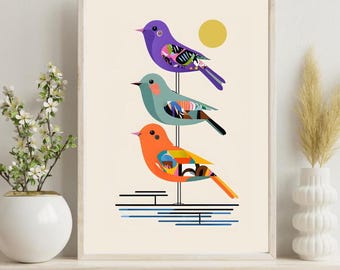 Abstract Bird Wall Art Digital Download Minimalist Bird Wall Decor Nature Wall Art Housewarming Gift Modern Printable Wall Art Office Decor
