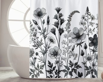 Wildflower Shower Curtain Shower Curtain Boho Botanical Curtain Wildflower Decor Bathroom Decor Floral Bath Decor Botanical Bath Decor