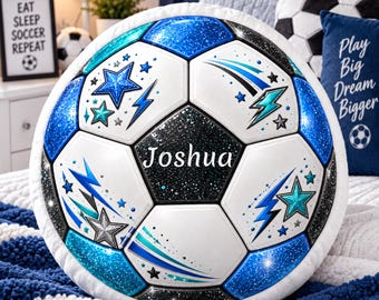 Soccer Pillow, Personalized Sports Pillow for Boys, Custom Soccer Ball Shaped Pillow, Soccer Player Gift, Boys Sports Room Decor