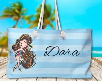 Personalized Tote Bag Gift for Her Bridesmaid Beach Bag Bridal Party Gift Weekender Bag Custom Bachelorette Bags Beach Tote Mom Gift