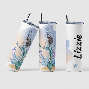 Mermaid Sitting on Anchor, Mermaid Tumbler, Personalized Gift, Ocean Themed Tumbler, Custom Gift, Gift for Friend, Coworker Gift, Mermaid