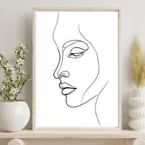 Minimalist Wall Art One Line Drawing Female Line Art Printable Living Room Wall Art Digital Download Modern Art Abstract Housewarming Gift