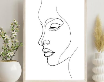 Minimalist Wall Art One Line Drawing Female Line Art Printable Living Room Wall Art Digital Download Modern Art Abstract Housewarming Gift