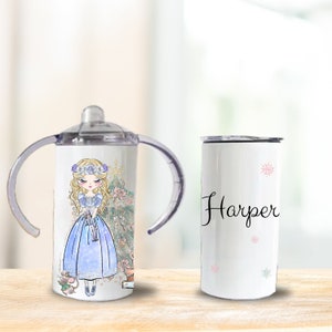 Nutcracker Clara Custom 12oz Sippy Cup Tumbler Baby&#39;s 1st Christmas Gift for Toddler, Personalize Cute Nutcracker Themed Toddler Cup Gift