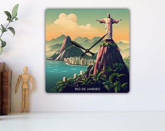 Travel Wall Clock, Unique World Clock Decor, Rio de Janeiro Decor, Ideal Gift for Adventurers and Travelers, Housewarming Acrylic Wall Clock