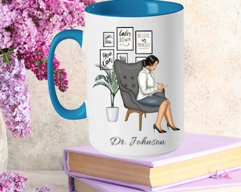 Therapist Custom Ceramic Coffee Travel Mug Gift for Doctor, Personalized Psychiatrist Tea Mug Cup Thank You Gift, Counselor Cup Gift