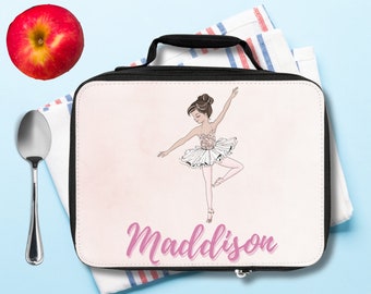 Ballerina Lunch Bag Personalized Gift with Name, Custom Insulated Lunch Box Girls Gift, Back to School Bag, Kids Name Lunch Box, Snack Box