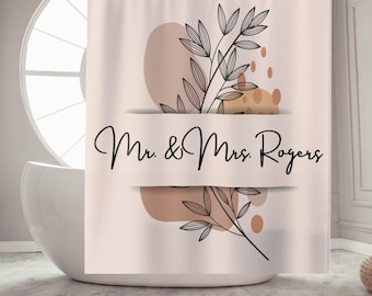 Personalized Shower Curtains Boho Bathroom Decor Wedding Gift Custom Bath Curtain Housewarming Gift Mr and Mrs Gift New Home Gift