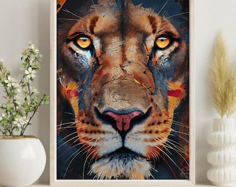 Lion Wall Art Print Printable Wall Art  Lion Digital Print Safari Home Decor Animal Wall Decor Housewarming Gift Living Room Decor