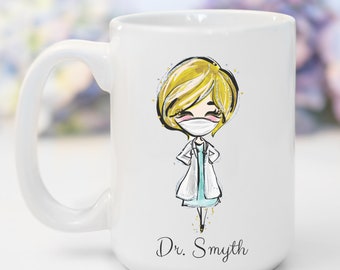 Doctor Custom Ceramic Coffee Travel Mug Gift for Doctor, Personalized Doctor Tea Cup Thank You Gift, Medical Student Gift, PHD Gift, Dr Gift