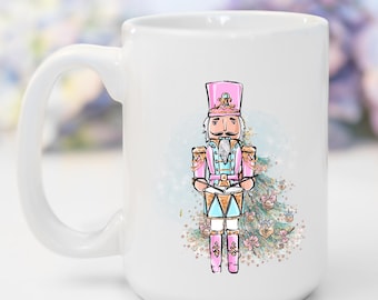 Pink Nutcracker Mug | Personalized Christmas Coffee Cup | Holiday Gift for Her | Custom Ceramic Mug 11oz or 15oz | Ballet Nutcracker Decor