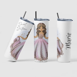 Quinceañera Tumbler, Custom Sweet Sixteen Tumbler Birthday Gift, Personalized Mis Quince Squad Water Tumbler Gift Favor, 16th Birthday Gift