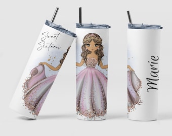 Quinceañera Tumbler, Custom Sweet Sixteen Tumbler Birthday Gift, Personalized Mis Quince Squad Water Tumbler Gift Favor, 16th Birthday Gift