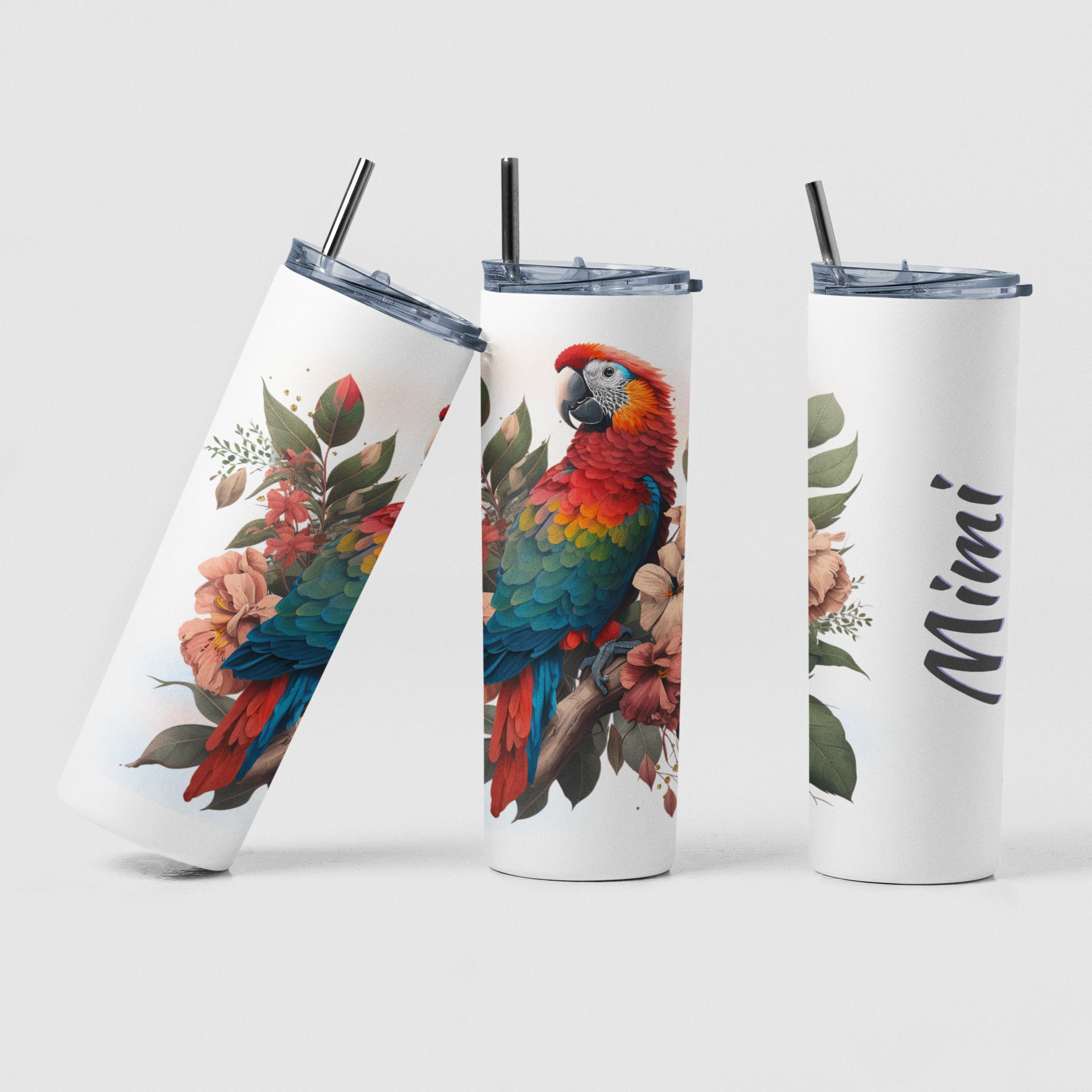 Macaw- Bulk Custom Printed 16oz Glitter Acrylic Tumbler with Straw -  Campfire Premiums