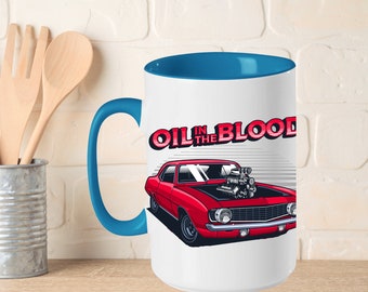 Classic Muscle Car Custom 15oz Coffee Mug Birthday Gift For Car Guy, Personalized Vintage Camaro Coffee Mug Father's Day Gift for Car Lover