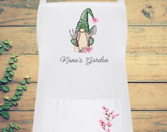 Personalized Apron with Pockets Birthday Gift for Nana Custom Apron for Mother's Day Gift for Grandma, Custom Gnome Apron Gift for Women