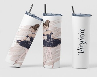 Ballerina Glitter Tumbler, Personalized Tumbler, Gift for Ballet Dancer, Dance Instructor Gift, Acro Dancer Gift, Dance Tumbler, Dance Cup