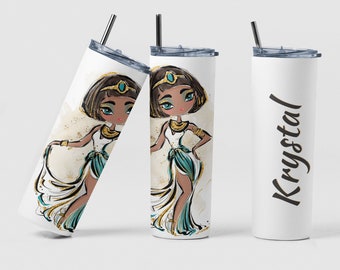 Egyptian Princess Tumbler, Custom Egyptian Inspired Design Coffee Tumbler Gift for Women, Personalized Princess Tumbler Birthday Girl Gift