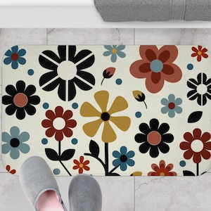 Mid Century Modern Bath Mat Bathroom Decor Boho Bathroom Decor Floral Shower Mat Non Slip Bath Mat Housewarming Gift Bathroom Accessories