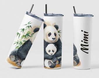 Mama and Baby Panda Tumbler, Personalized Tumbler, Mother's Day Tumbler, Valentines Day Tumbler, Panda Gift, Personalized Birthday Gift, Mom