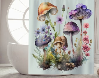 Mushroom Shower Curtain Housewarming Gift Boho Shower Curtain  Cottagecore Decor Mushroom Bathroom Decor Bathroom Accessories