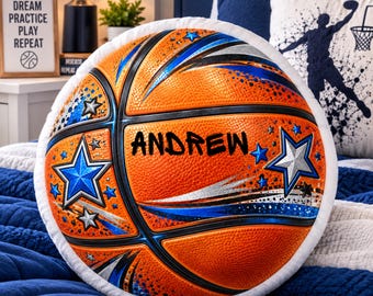 Personalized Sports Pillow, Custom Basketball Pillow for Boys, Basketball Player Gift, Kids Sports Room Decor, Custom Name Pillow