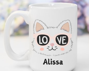 Personalized Cat Mug Gift for Cat Lover Pet Owner Birthday Gift Coffee Mug Crazy Cat Lady Gift Tea Cup Love Coffee Mug Cat Owner Gift