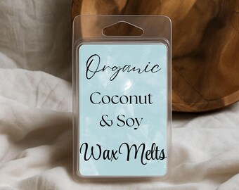 Organic Wax Melts Coconut & Soy, Long Lasting Scented Melts for Warmers, Handmade Clean Fragrance, Natural Wax Cubes, Gift for Her