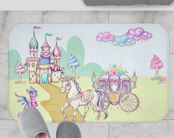 Cute Bath Mat Princess Decor Kids Room Decor Baby Shower Gift Kids Birthday Gift Baby Girl Gift Princess Castle Rug Bathroom Accessories