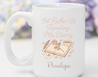 Jane Austen Personalized Mug, Custom Coffee Cup Gift for Book Lovers, Literary Tea Mug, Unique Jane Austen Gift, Mr. Darcy