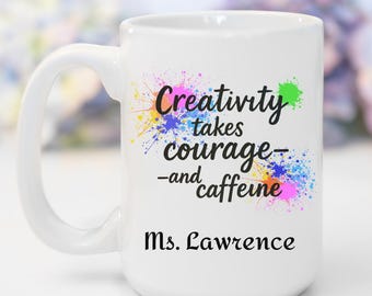 Art Teacher Mug, Inspirational Gift for Art Teachers, Stylish Personalized Ceramic Coffee Mug, Unique Artwork Tea Cup, Coffee Mug (11, 15oz)