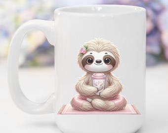 Sloth Coffee Mug Personalized Gift for Sloth Lover Cute Coffee Lover Gift Funny Coffee Cups Birthday Gift for Women Coworker Office Gift
