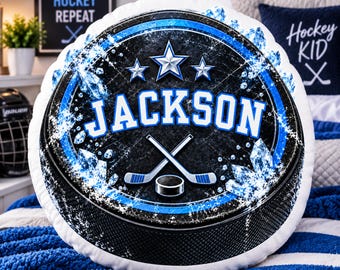 Personalized Hockey Pillow, Custom Hockey Puck Gift for Boys, Personalized Sports Pillow, Hockey Player Gift with Name