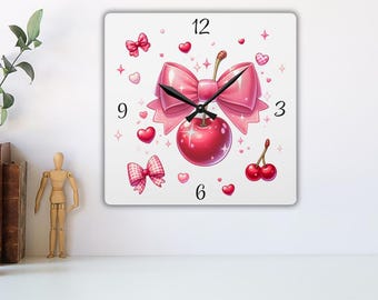 Coquette Room Decor Aesthetic Room Decor Unique Wall Clock College Dorm Decor Acrylic Wall Clock Silent Wall Clock  Girly Wall Art Pink Bows
