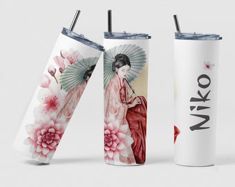 Japanese Tumbler, Personalized Gift, Japanese Cherry Blossom Cup, Cherry Blossom Cup, Birthday Gift, Gift for Coworker, Japanese Girl