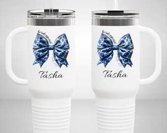 Bridesmaid Tumbler Personalized Bridesmaid Proposal Gift Bachelorette Party Insulated Travel Mug 40oz Bridal Party Gift Tumbler with Handle