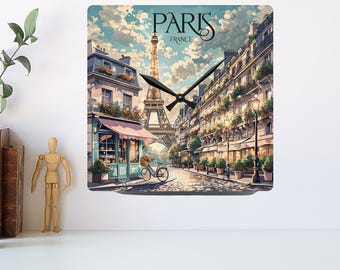 Travel Wall Clock, Unique Paris Clock Gift for World Traveler and Adventurer, Housewarming Gift for Travel Lover, Acrylic Wall Clock