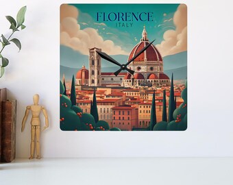 Travel Wall Clock, Unique Florence Italy World Clock, Italy Theme Housewarming Gift for Travelers, Acrylic Office Wall Clock