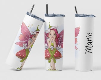 Fairy Mushroom Tumbler Custom Birthday Gift, Mushroom and Fairies Tumbler, Happy Birthday Gift Tumbler for Mom Sister Nana, 10th Tumbler Cup