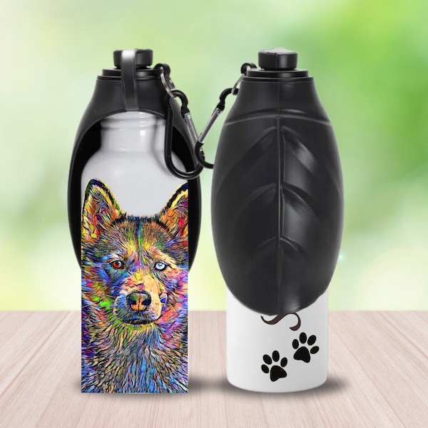 Portable Dog Water Bowl Travel Feeder with Custom Dog Photo Tumbler Birthday Dog Mom Gift, Personalized Dog Water Feeder Pet Owner Gift